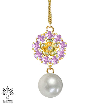 Lovechild Halo Pendant with dangling round Freshwater Pearl