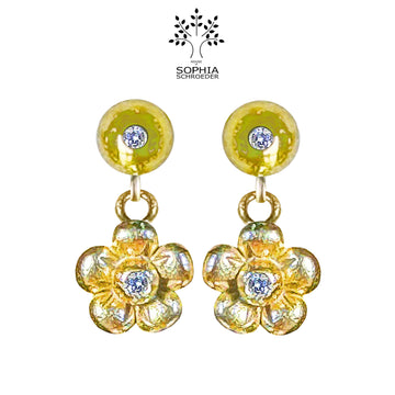 Diamond Dew Ear Stud with dangling Lovechild Flower