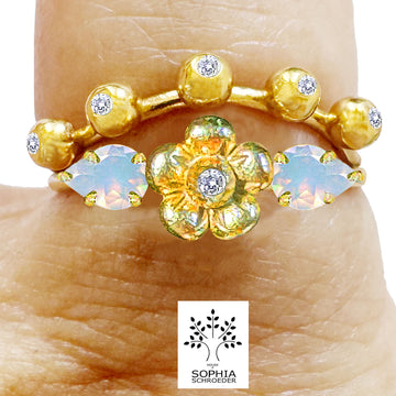 Diamond Dew and Lovechild Ring with Ethiopian Opals