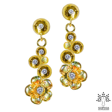 Diamond Dew Ear Stud with dangling Lovechild  Sparkle