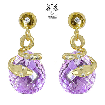 Diamond Dew ear stud with dangling Temptress and microfacet stone