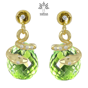 Diamond Dew ear stud with dangling Temptress and microfacet stone