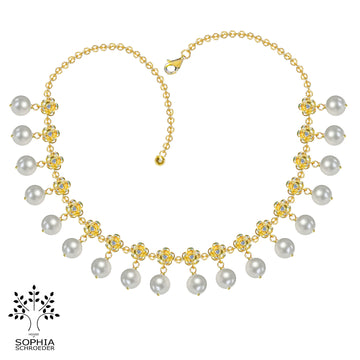 Lovechild Choker Necklace with Diamonds and Freshwater Pearls