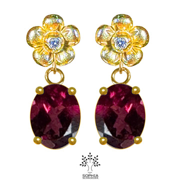 Lovechild Ear Stud with a dangling oval Precious Stone