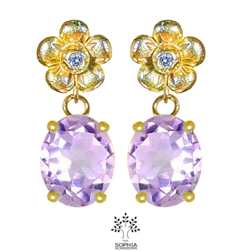 Lovechild Ear Stud with a dangling oval Precious Stone