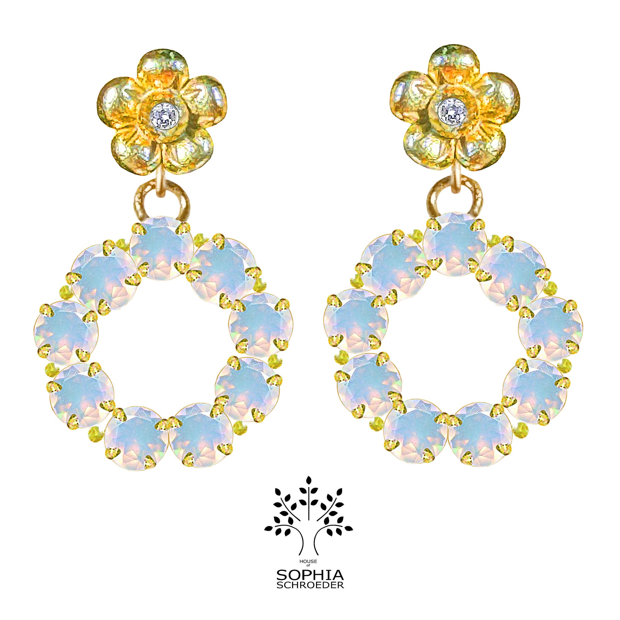 Lovechild Ear Pin with Halo of Precious Stones