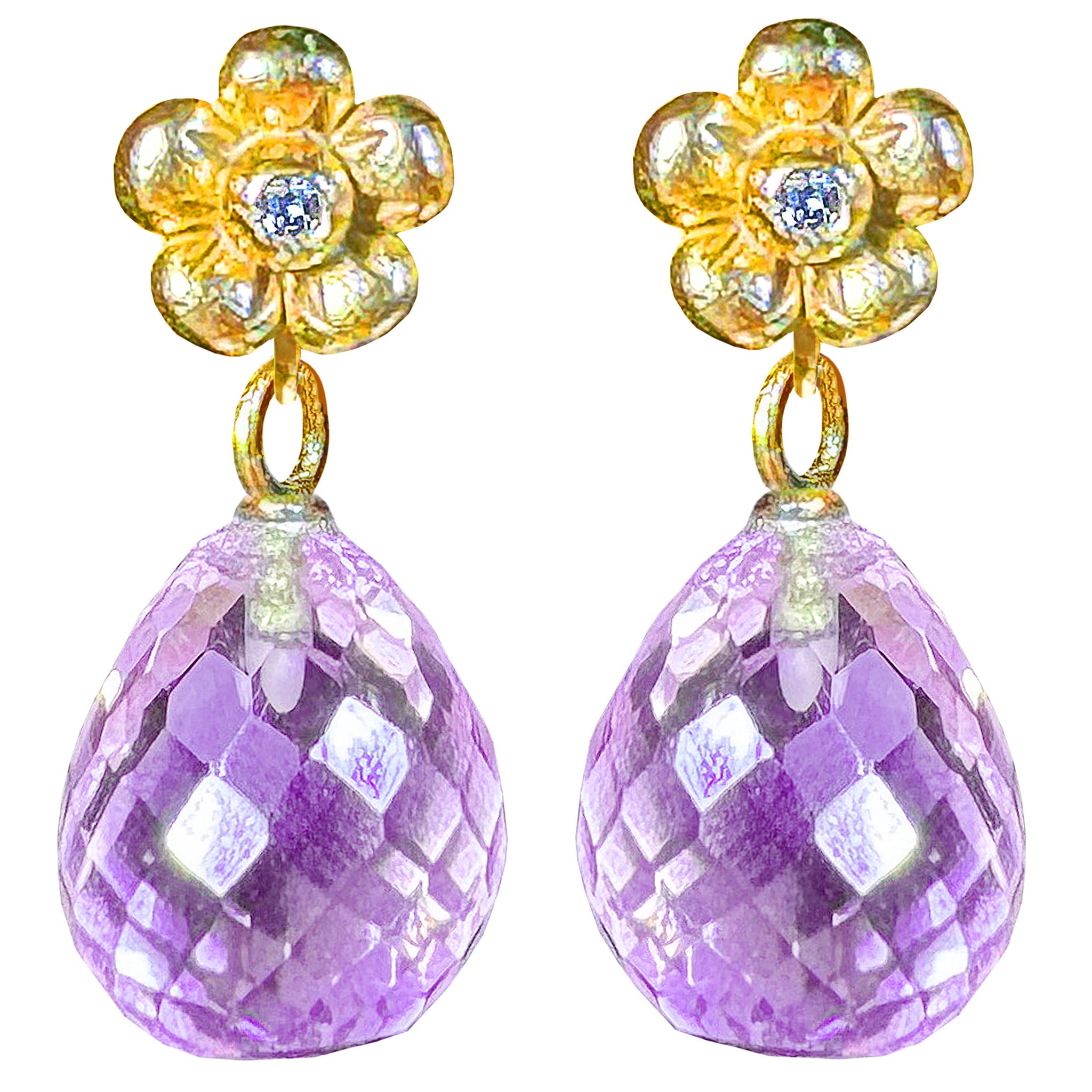 Lovechild Ear Stud with dangling Microfacet Precious Stone