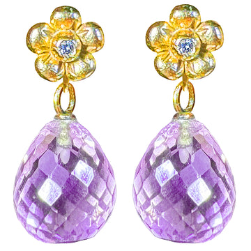 Lovechild Ear Stud with dangling Microfacet Precious Stone