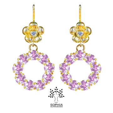 Lovechild Ear Hooks with a Halo of faceted Precious Stones