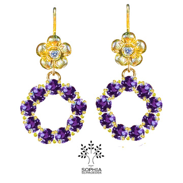 Lovechild Ear Hooks with a Halo of faceted Precious Stones
