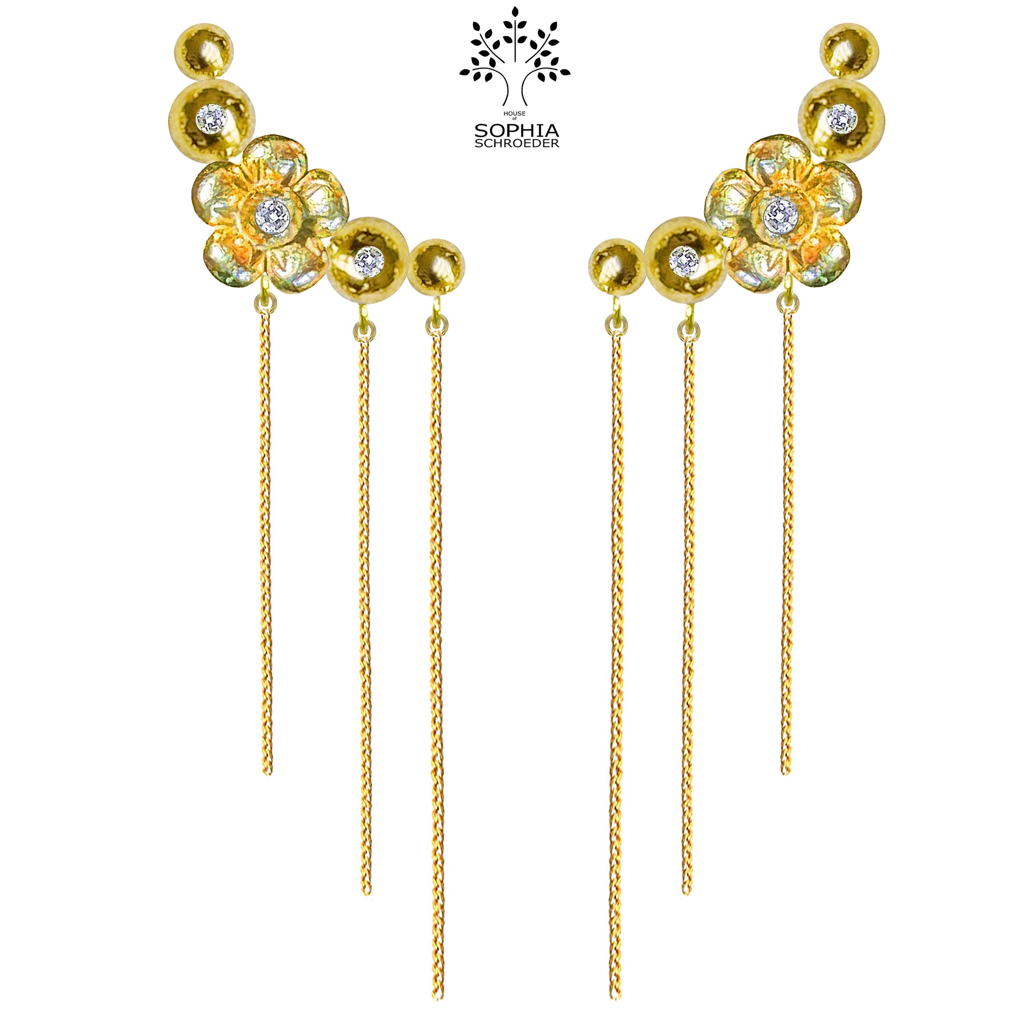 Lovechild Crescent Moon Crawler with dangling dainty Chains