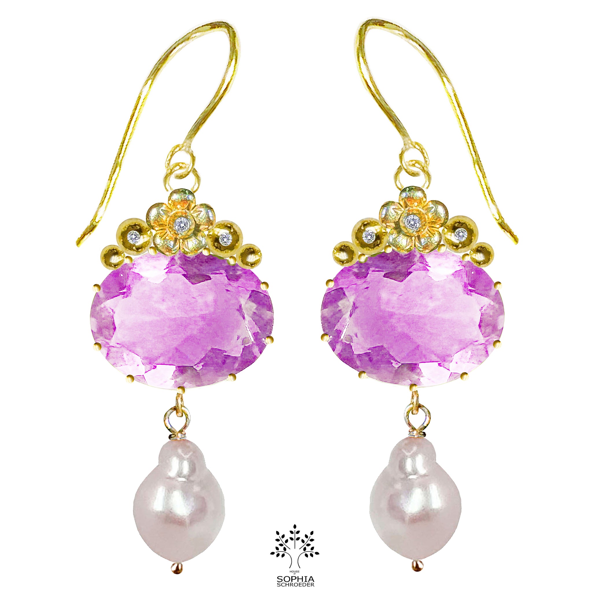 Lovechild Crescent Moon occasional earring with dangling baroque pearl