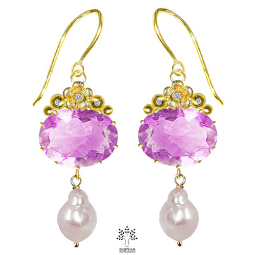Lovechild Crescent Moon occasional earring with dangling baroque pearl