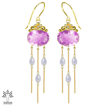 Lovechild Crescent Moon occasional earring with dangling chain