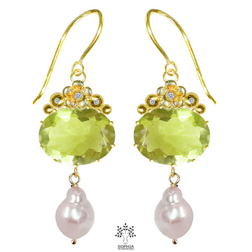 Lovechild Crescent Moon occasional earring with dangling baroque pearl