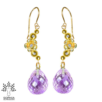 Lovechild Crescent Moon earrings with dangling Microfacet stone