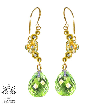 Lovechild Crescent Moon earrings with dangling Microfacet stone