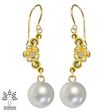 Lovechild Crescent Moon Earring with dangling Freshwater Pearl