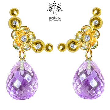 Lovechild Crescent Moon Ear Stud with dangling Microfacet Stone