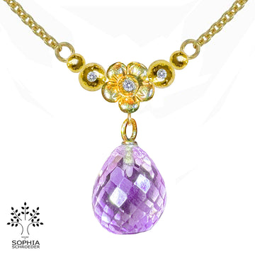 Lovechild Crescent Moon Necklace with a dangling Microfacet Stone