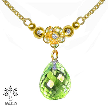Lovechild Crescent Moon Necklace with a dangling Microfacet Stone