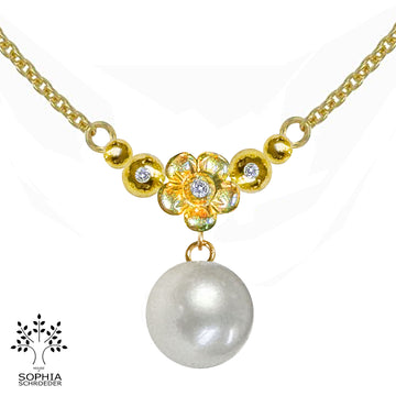 Lovechild Crescent Moon Necklace with a dangling Freshwater Pearl