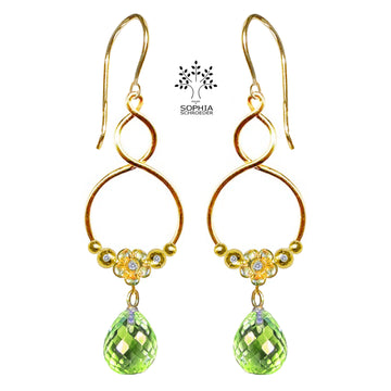Lovechild Crescent Moon Twist Earring with dangling Microfacet stone