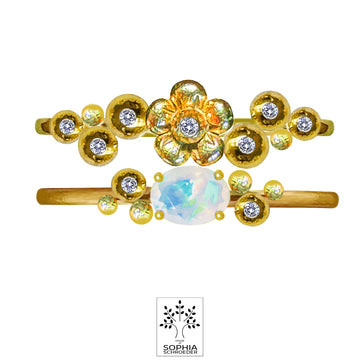 Lovechild Sparkle double ring set with  Ethiopian Opal