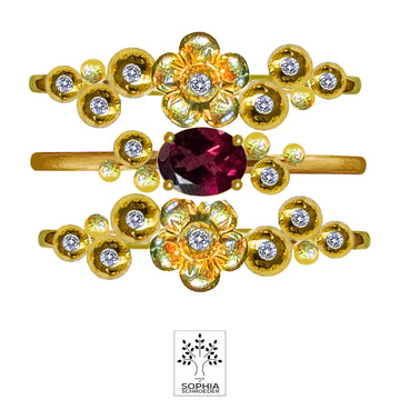 Lovechild Sparkle ring set of 3pcs with precious stone