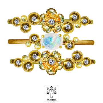 Lovechild Sparkle ring set of 3pcs with precious stone