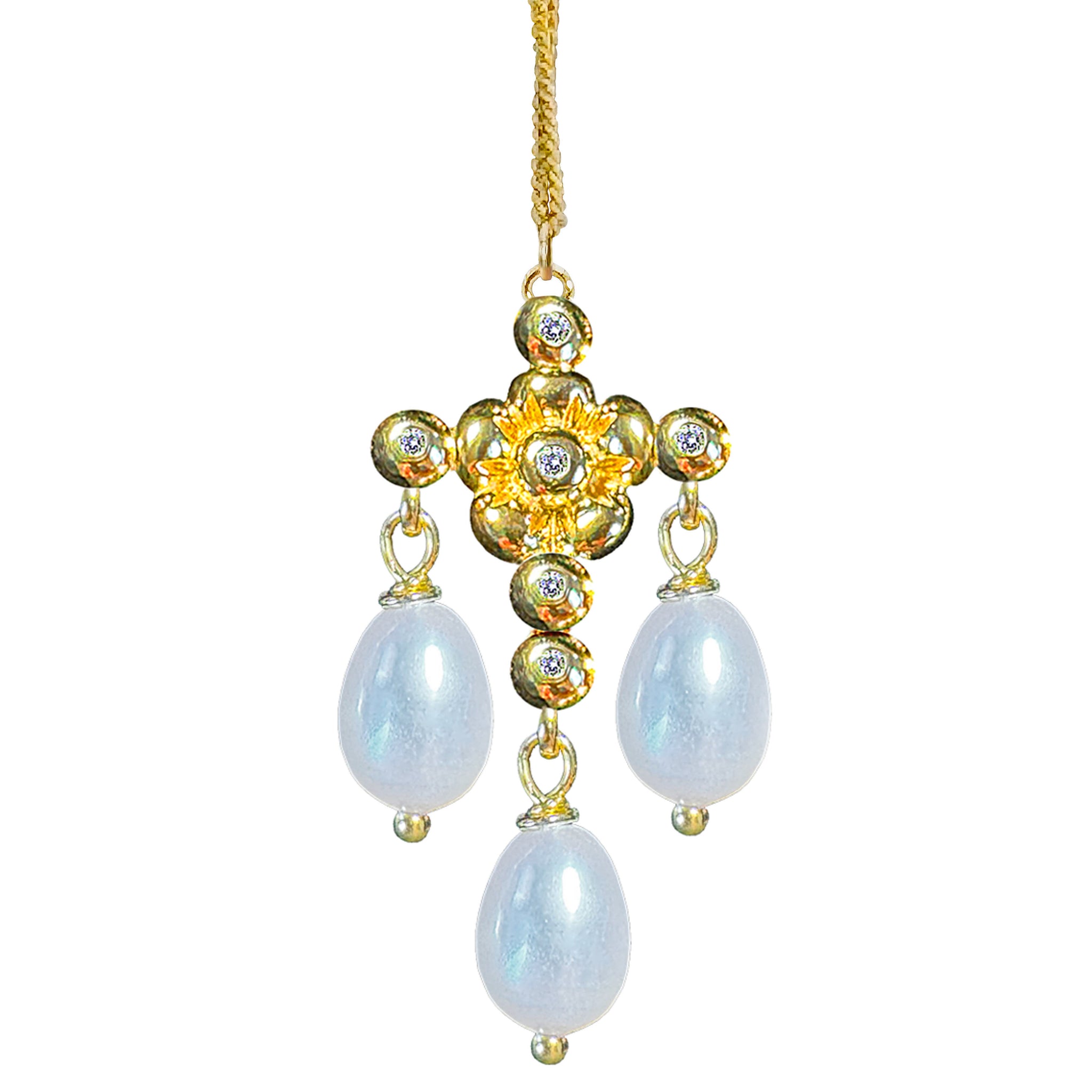 Lovechild Pendant Diamond Cross with Freshwater Rice Pearls
