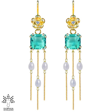 Lovechild chandelier with square stone dangling chain and pearls