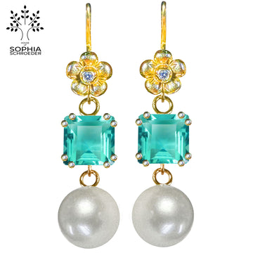 Lovechild ear rings with dangling stone and pearl