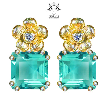 Lovechild Ear Studs with square faceted stone