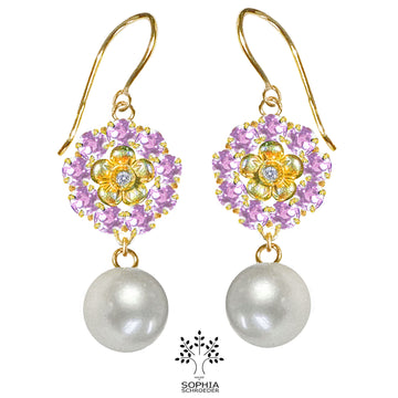 LoveChild Halo Earhooks with dangling round Pearl