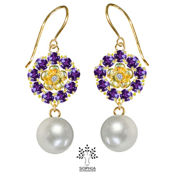 LoveChild Halo Earhooks with dangling round Pearl