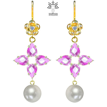 Lovechild Clover earring with dangling pearl