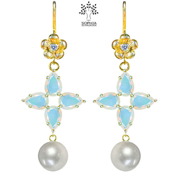 Lovechild Clover earring with dangling pearl