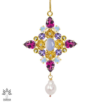 Lovechild Nostalgia big cross pendant with dangling freshwater pearl