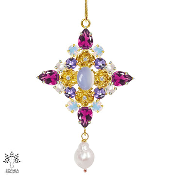Lovechild Nostalgia big cross pendant with dangling freshwater pearl