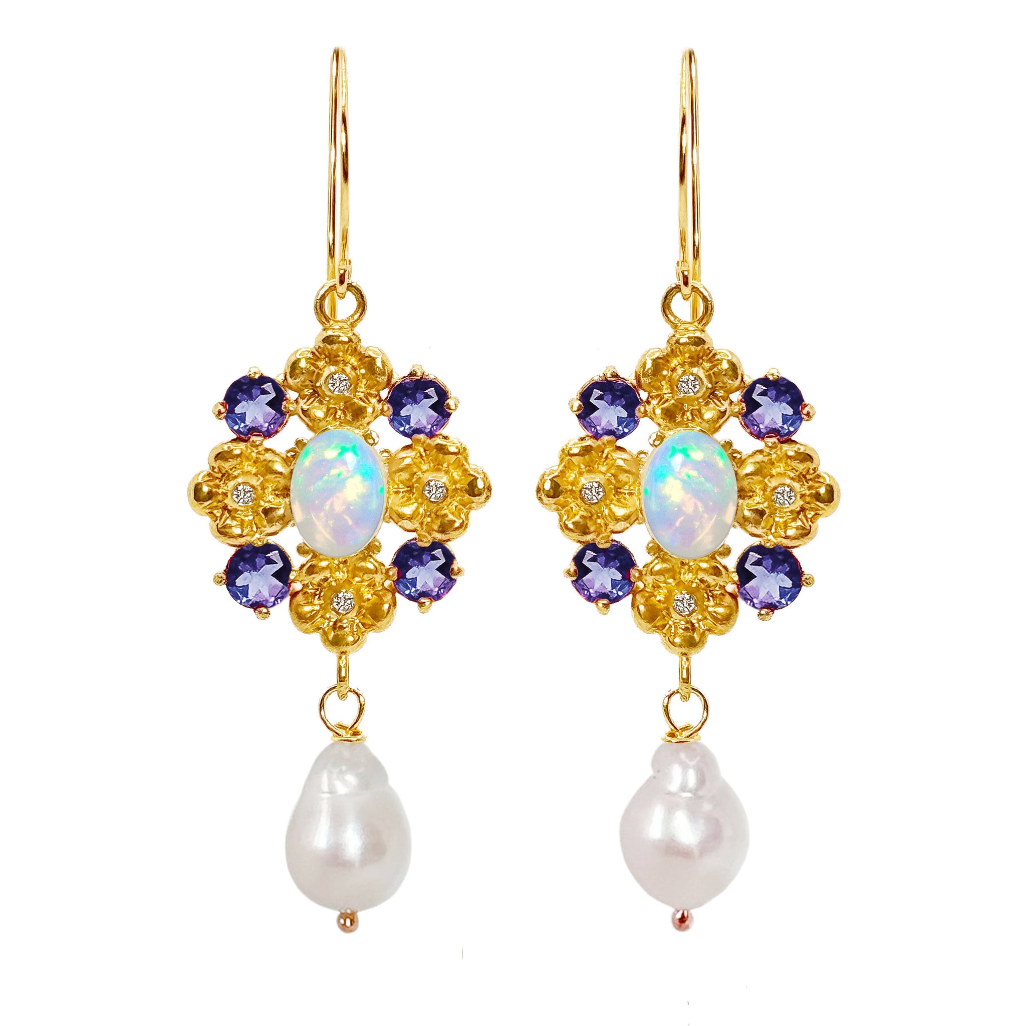 Lovechild Nostalgia earhooks with dangling Baroque Freshwater Pearls