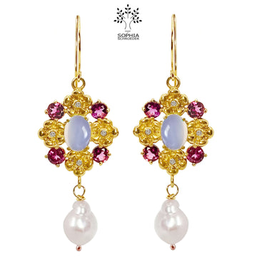 Lovechild Nostalgia earhooks with dangling Baroque Freshwater Pearls