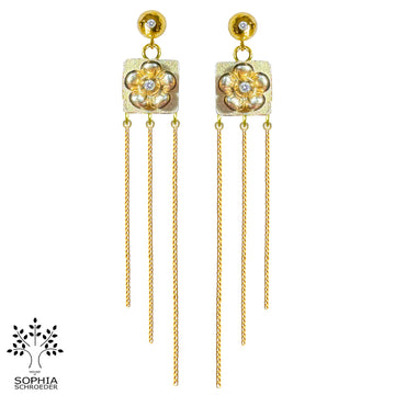 Diamond Dew ear stud with Lovechild Treasure and dangling chains
