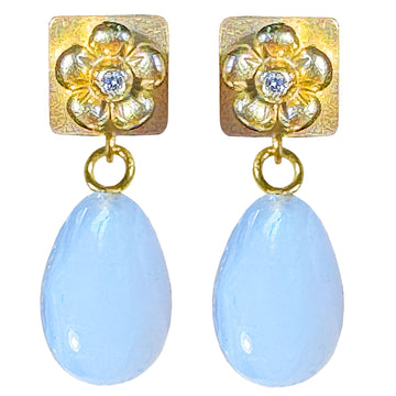 Lovechild Treasure Ear Stud with dangling smoothed Stone