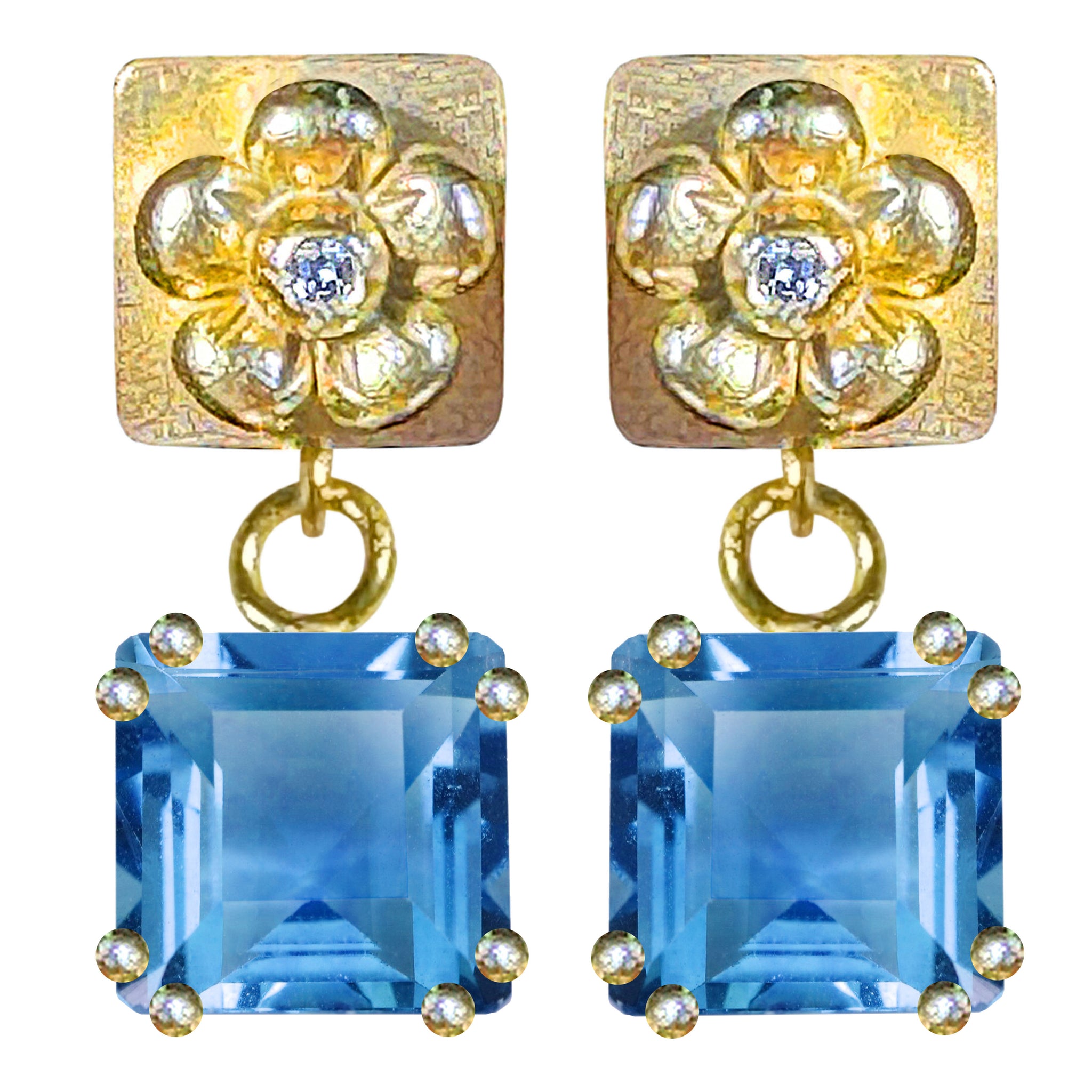 Lovechild Treasure ear stud with dangling square stone