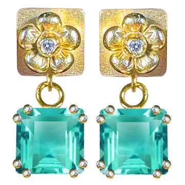 Lovechild Treasure ear stud with dangling square stone