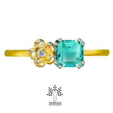 Lovechild ring with square faceted precious stone