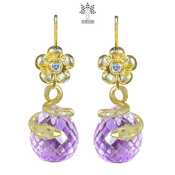 Lovechild earring with dangling Temptress and microfacet precious stone