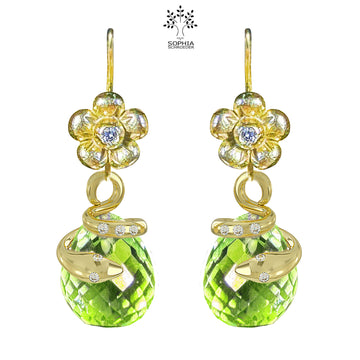 Lovechild earring with dangling Temptress and microfacet precious stone