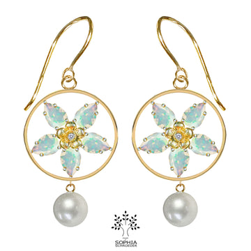 Lovechild Wheel Earrings with a dangling Freshwater Pearl